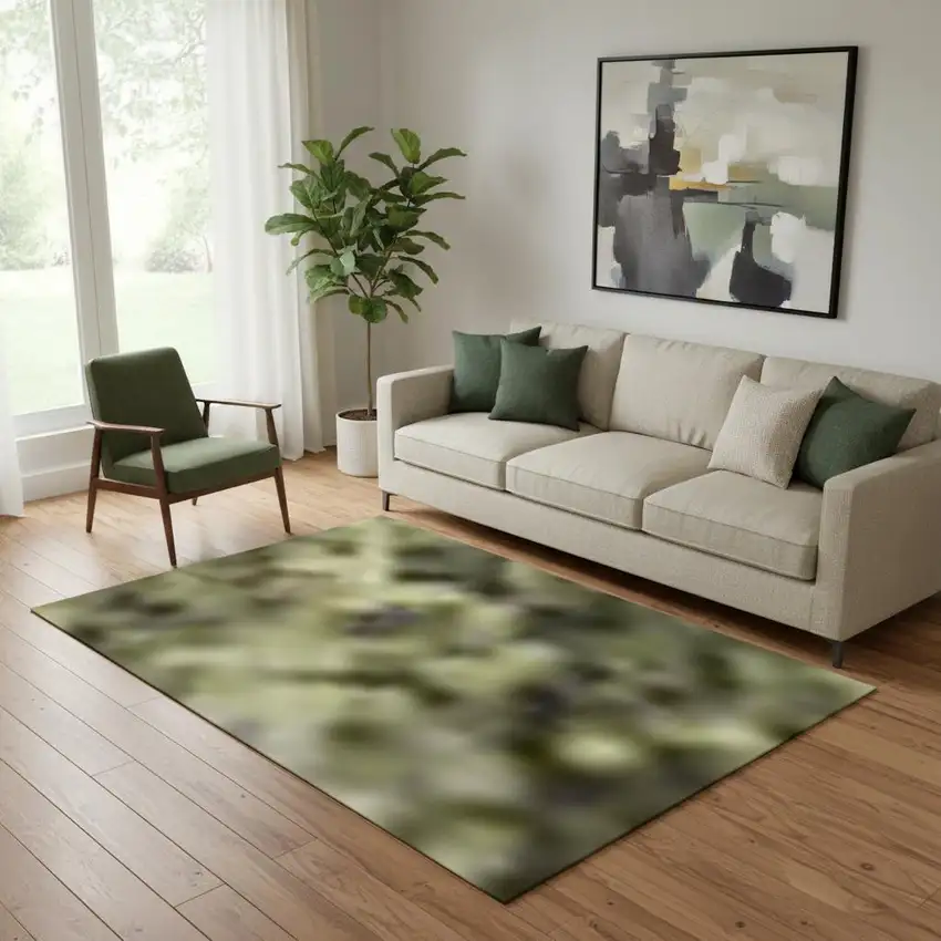Sage And Beige Abstract Washable Area Rug With UV Protection Photo 2