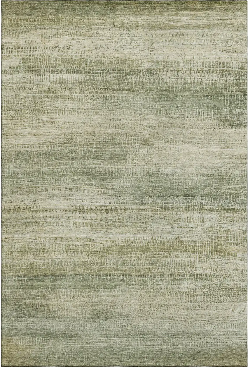 Sage And Beige Abstract Washable Area Rug With UV Protection Photo 6