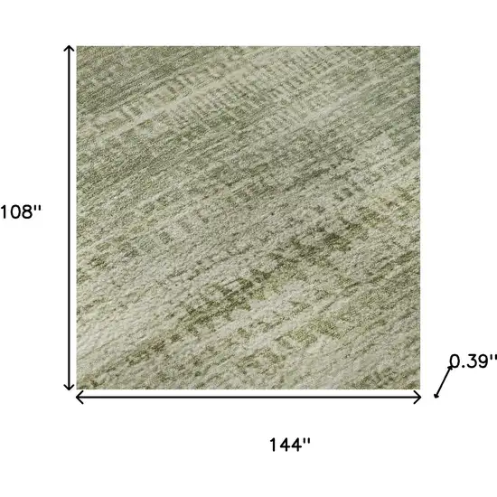 Sage And Beige Abstract Washable Area Rug With UV Protection Photo 9