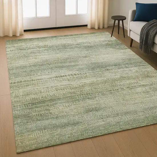 Sage And Beige Abstract Washable Area Rug With UV Protection Photo 5