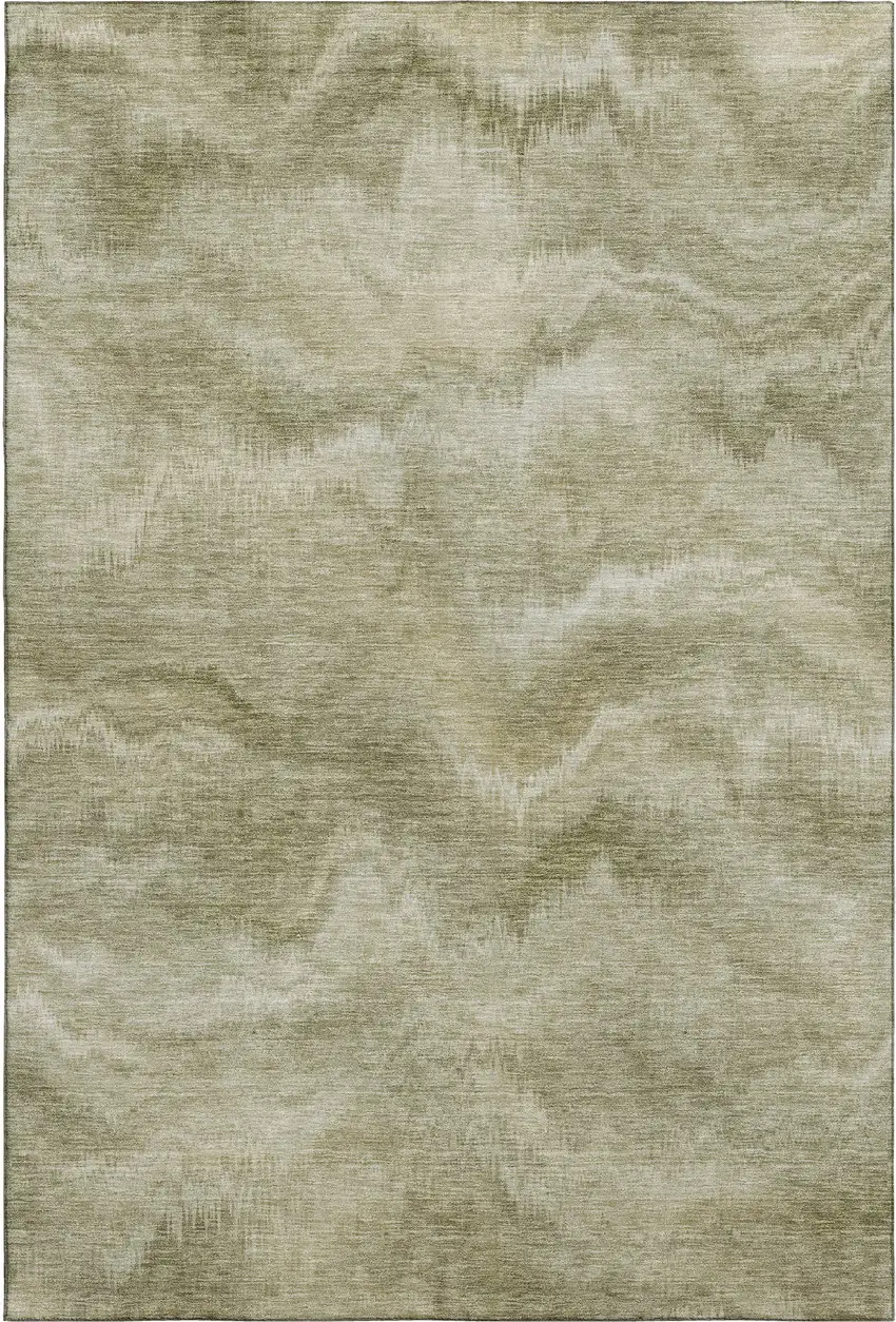 Sage And Beige Abstract Washable Area Rug With UV Protection Photo 7