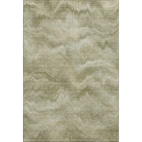 Sage And Beige Abstract Washable Area Rug With UV Protection Photo 5