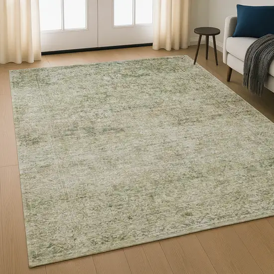 Sage And Beige Abstract Washable Area Rug With UV Protection Photo 1
