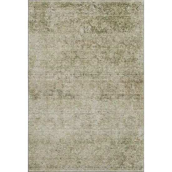 Sage And Beige Abstract Washable Area Rug With UV Protection Photo 3