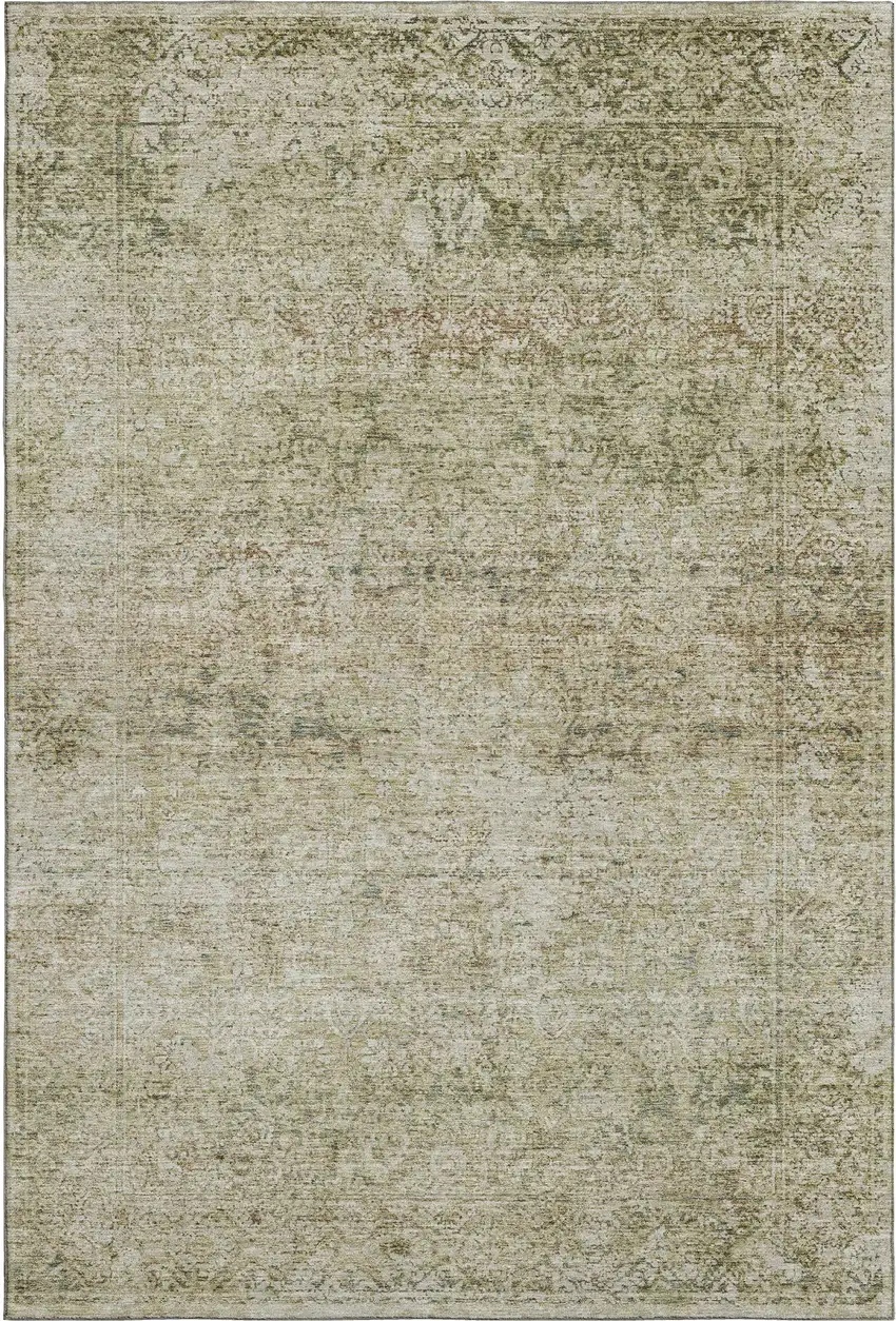 Sage And Beige Abstract Washable Area Rug With UV Protection Photo 3