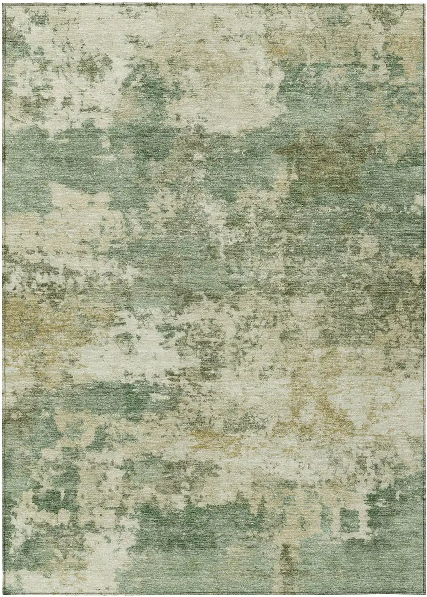 Sage And Beige Abstract Washable Indoor Outdoor Area Rug Photo 1