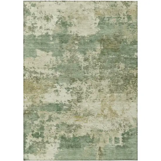 Sage And Beige Abstract Washable Indoor Outdoor Area Rug Photo 1