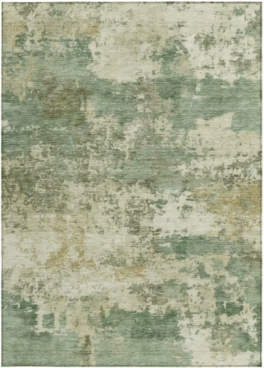 Sage And Beige Abstract Washable Indoor Outdoor Area Rug Photo 3