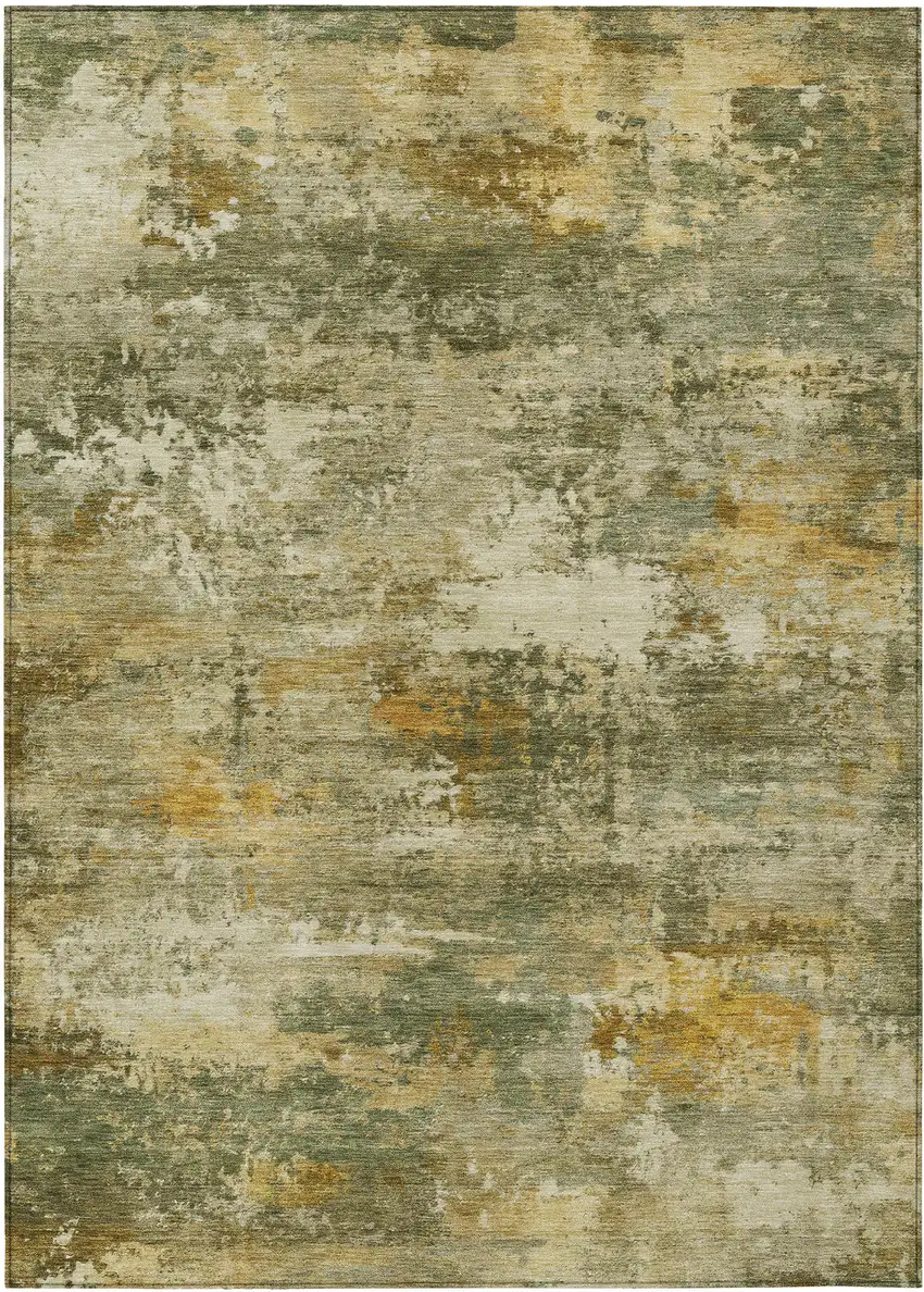 Sage And Beige Abstract Washable Indoor Outdoor Area Rug Photo 7