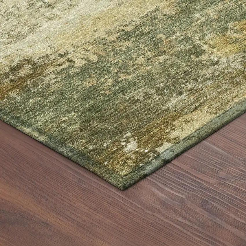 Sage And Beige Abstract Washable Indoor Outdoor Area Rug Photo 9