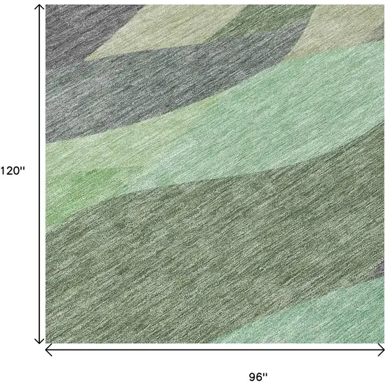 Sage And Beige Abstract Washable Indoor Outdoor Area Rug Photo 5