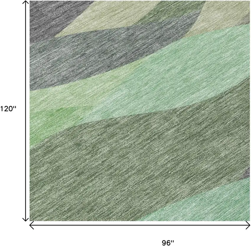 Sage And Beige Abstract Washable Indoor Outdoor Area Rug Photo 5