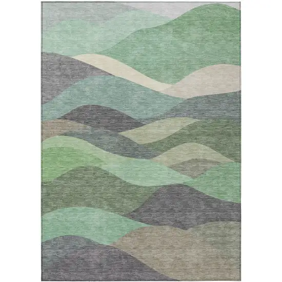 Sage And Beige Abstract Washable Indoor Outdoor Area Rug Photo 7