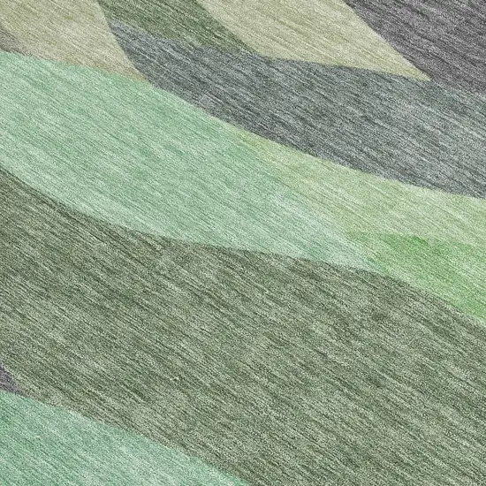 Sage And Beige Abstract Washable Indoor Outdoor Area Rug Photo 2