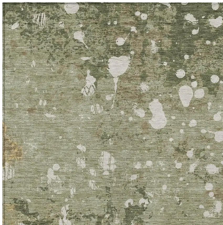Sage And Beige Abstract Washable Indoor Outdoor Area Rug Photo 5