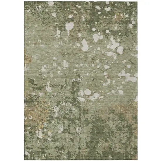 Sage And Beige Abstract Washable Indoor Outdoor Area Rug Photo 2