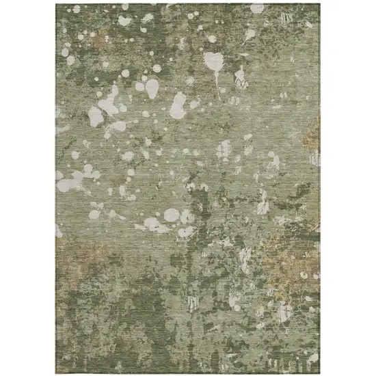 Sage And Beige Abstract Washable Indoor Outdoor Area Rug Photo 4