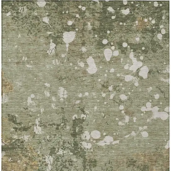 Sage And Beige Abstract Washable Indoor Outdoor Area Rug Photo 6