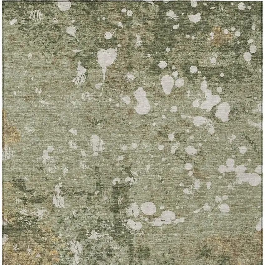 Sage And Beige Abstract Washable Indoor Outdoor Area Rug Photo 6
