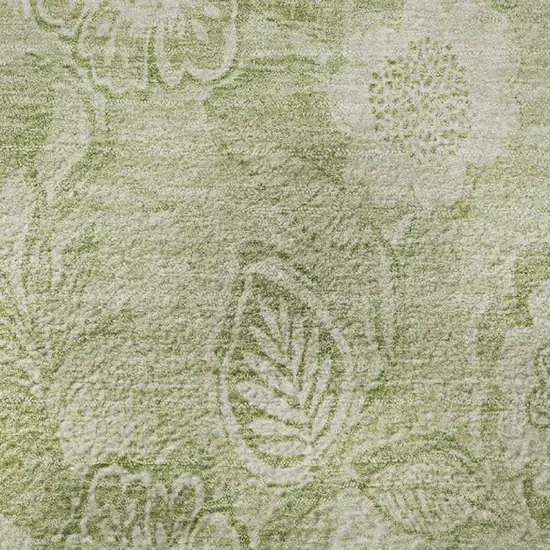 Sage And Beige Floral Washable Area Rug With UV Protection Photo 8