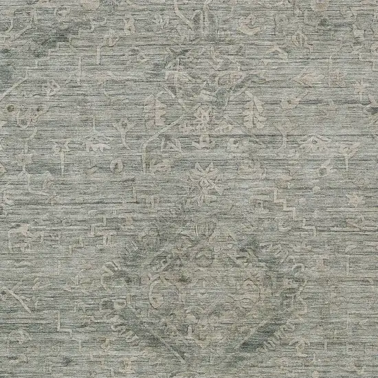 Sage And Beige Floral Washable Indoor Outdoor Area Rug Photo 5