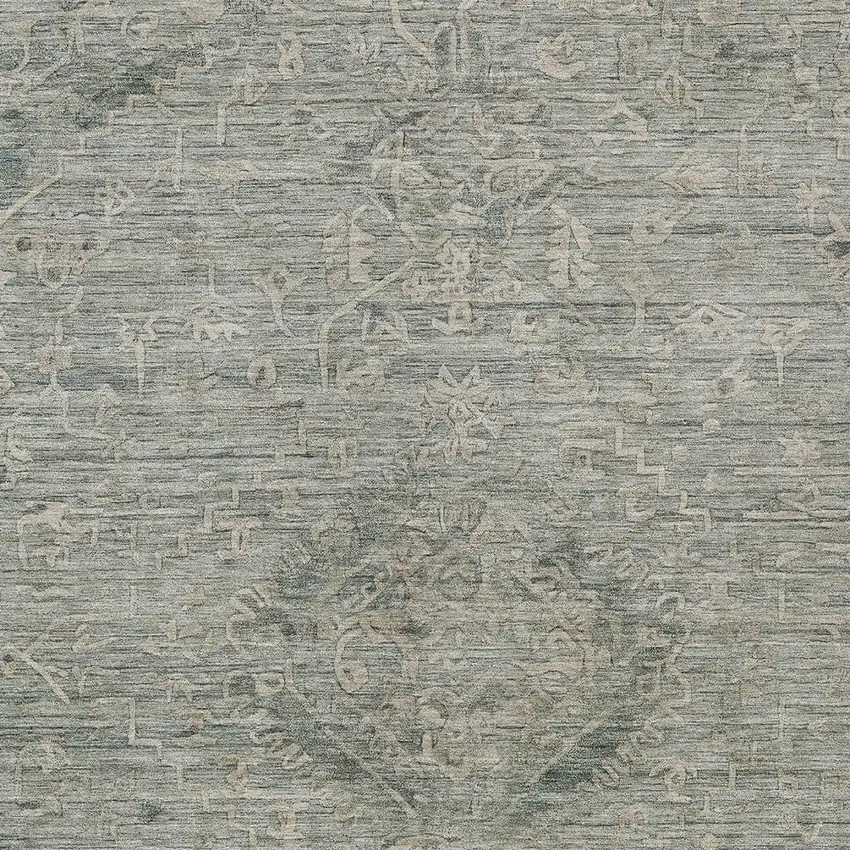 Sage And Beige Floral Washable Indoor Outdoor Area Rug Photo 5