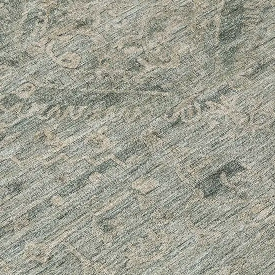 Sage And Beige Floral Washable Indoor Outdoor Area Rug Photo 8