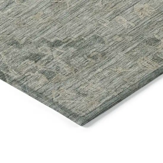 Sage And Beige Floral Washable Indoor Outdoor Area Rug Photo 4