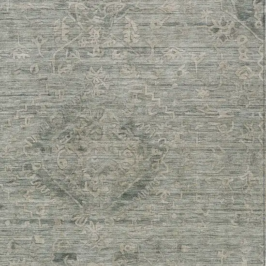 Sage And Beige Floral Washable Indoor Outdoor Area Rug Photo 5