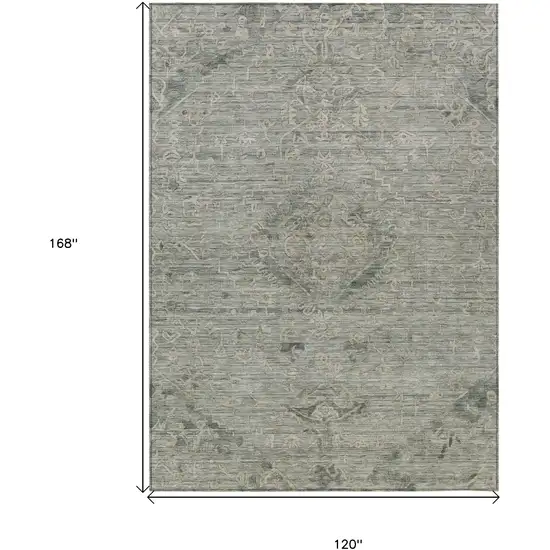 Sage And Beige Floral Washable Indoor Outdoor Area Rug Photo 7