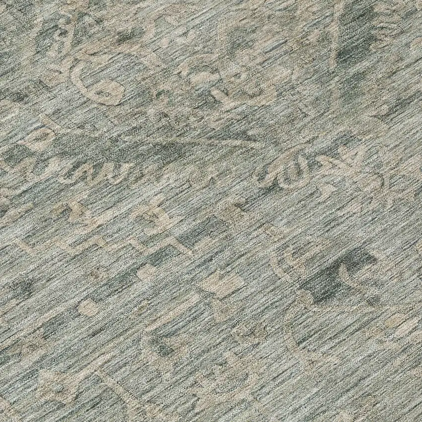 Sage And Beige Floral Washable Indoor Outdoor Area Rug Photo 8
