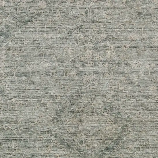 Sage And Beige Floral Washable Indoor Outdoor Area Rug Photo 5