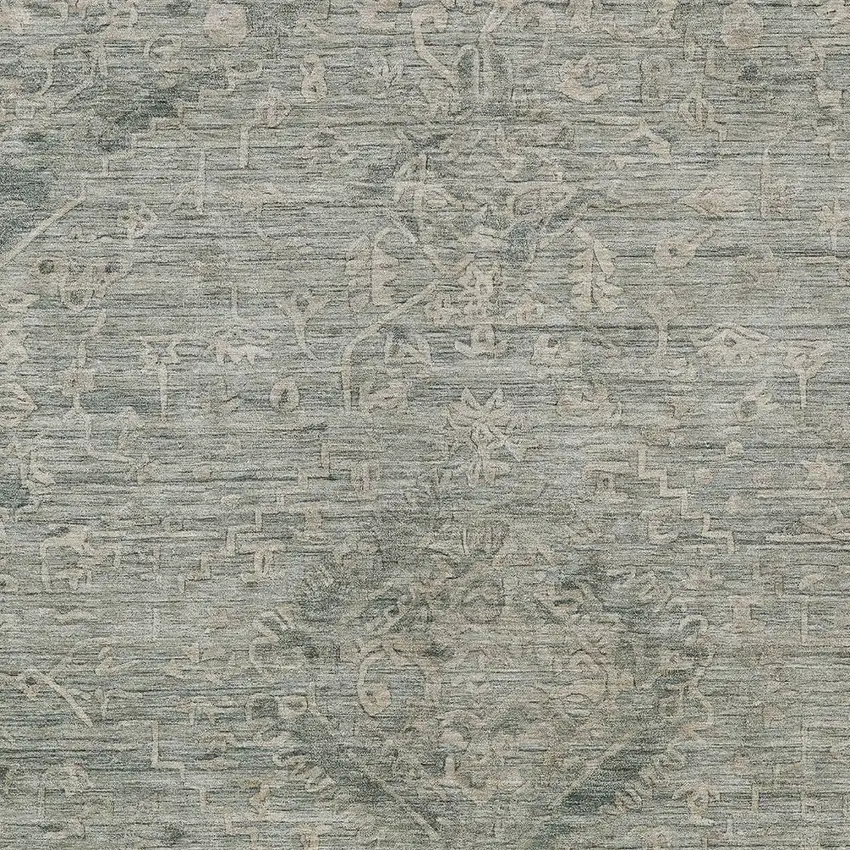 Sage And Beige Floral Washable Indoor Outdoor Area Rug Photo 5