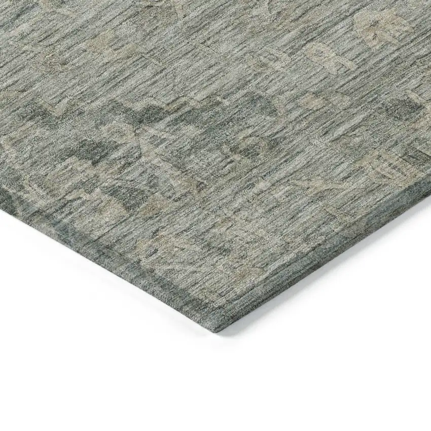 Sage And Beige Floral Washable Indoor Outdoor Area Rug Photo 4