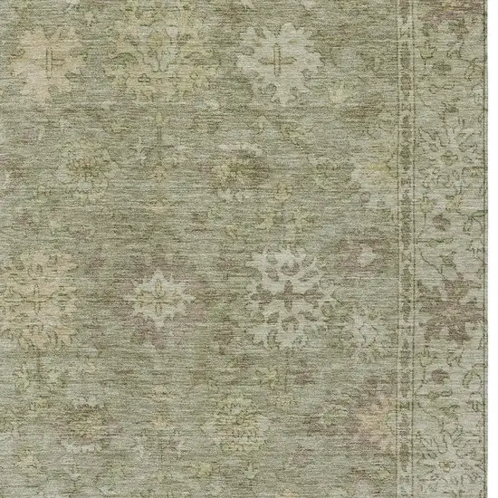 Sage And Beige Floral Washable Indoor Outdoor Area Rug Photo 4
