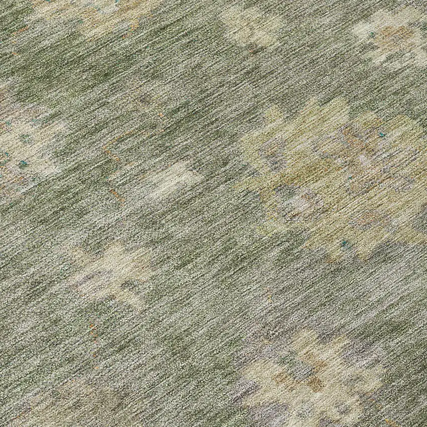 Sage And Beige Floral Washable Indoor Outdoor Area Rug Photo 6