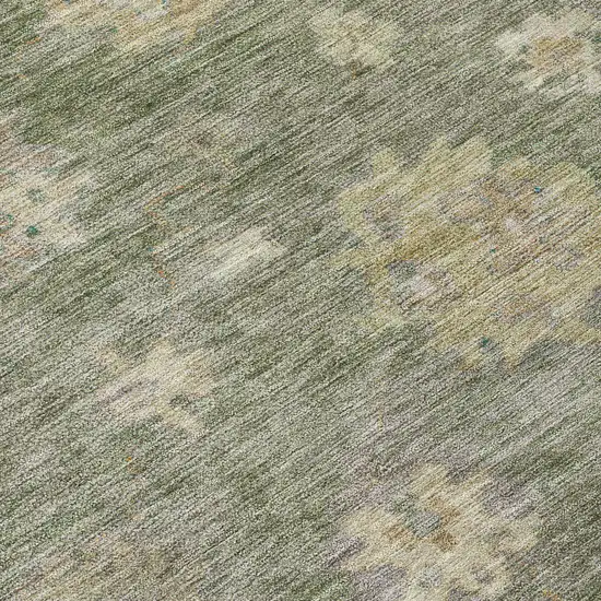 Sage And Beige Floral Washable Indoor Outdoor Area Rug Photo 6