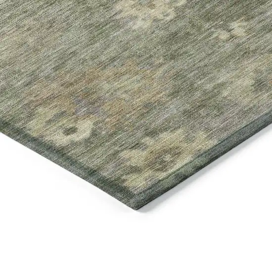 Sage And Beige Floral Washable Indoor Outdoor Area Rug Photo 6