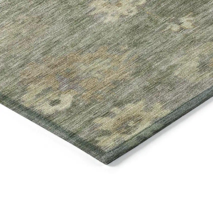 Sage And Beige Floral Washable Indoor Outdoor Area Rug Photo 6