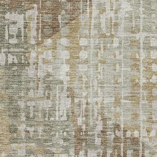 Sage And Beige Geometric Washable Area Rug With UV Protection Photo 3