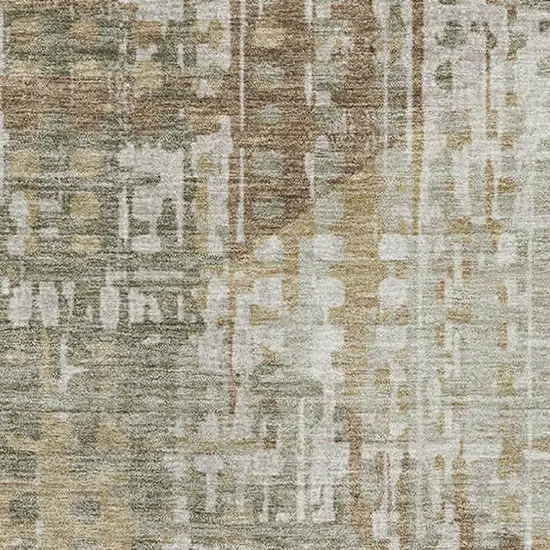 Sage And Beige Geometric Washable Area Rug With UV Protection Photo 3