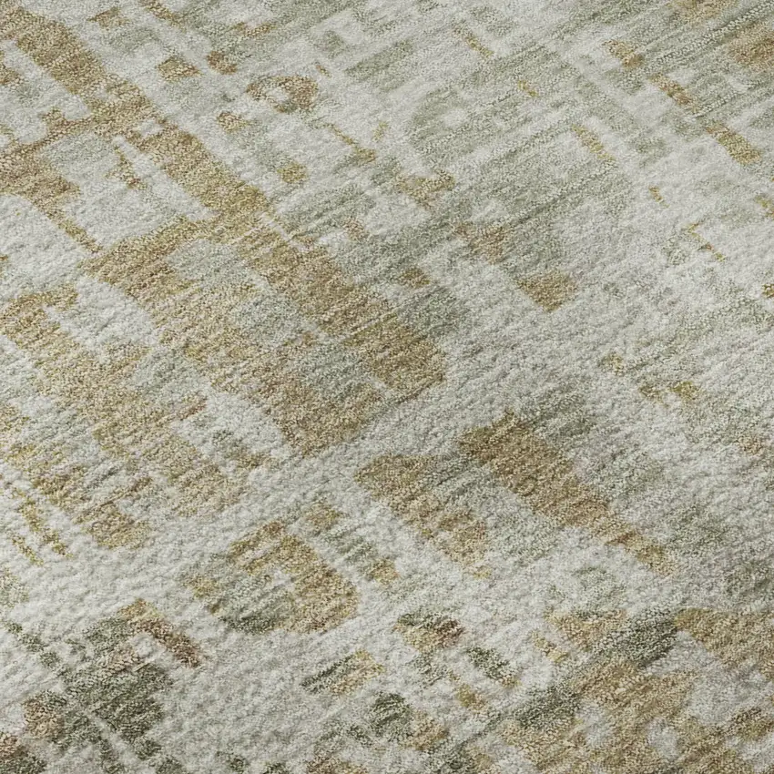 Sage And Beige Geometric Washable Area Rug With UV Protection Photo 8