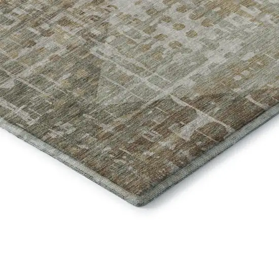 Sage And Beige Geometric Washable Area Rug With UV Protection Photo 7