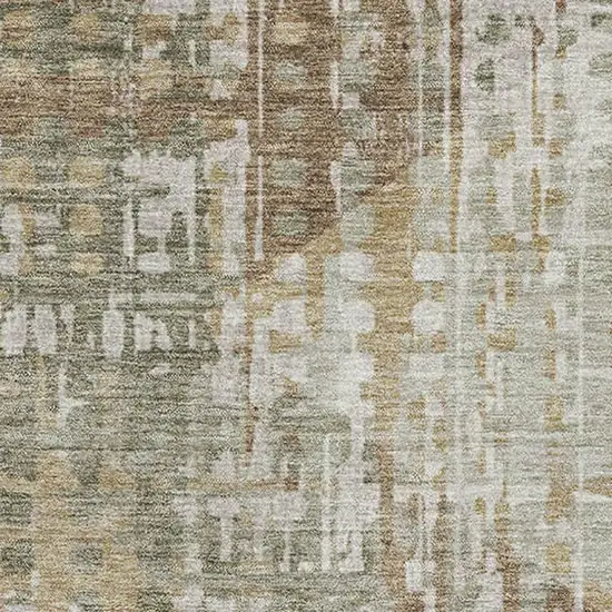 Sage And Beige Geometric Washable Area Rug With UV Protection Photo 3