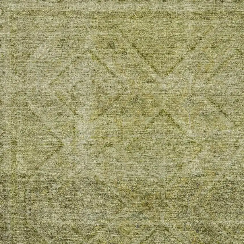 Sage And Beige Geometric Washable Area Rug With UV Protection Photo 3