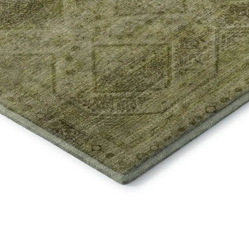 Sage And Beige Geometric Washable Area Rug With UV Protection Photo 7