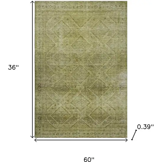 Sage And Beige Geometric Washable Area Rug With UV Protection Photo 9
