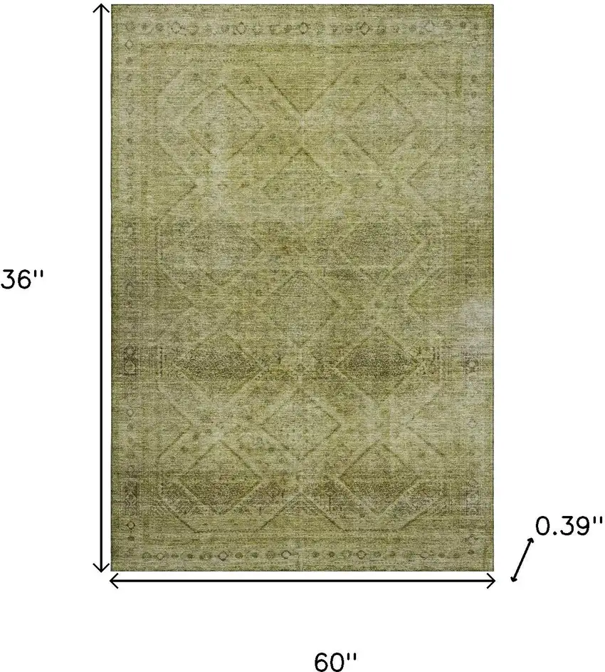 Sage And Beige Geometric Washable Area Rug With UV Protection Photo 9