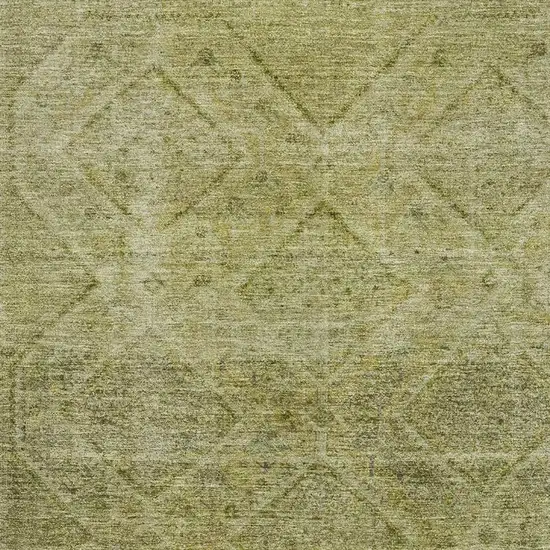 Sage And Beige Geometric Washable Area Rug With UV Protection Photo 3