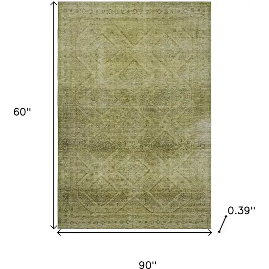 Sage And Beige Geometric Washable Area Rug With UV Protection Photo 9